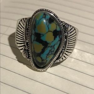 925 Silver Natural Turquoise unisex boho ring